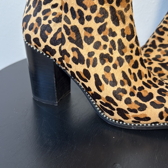 Coach Drea Bead Chain Leopord Print Genuine Calf Hair Leather Booties - Picture 11 of 13